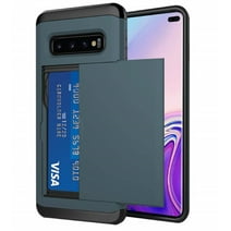 Card Holder Samsung Galaxy S8 Case (Blue) Dual Layer Shockproof Wallet with Heavy Duty Protection