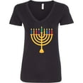 thumbnail image 3 of Inktastic Hanukkah Menorah Candles Women's V-Neck T-Shirt, 3 of 5