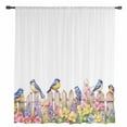 thumbnail image 2 of Spring Floral Semi Sheer Curtains Drapes for Living Room, Bedroom, French Doors Window 72 Inches Long, Summer Birds Botanical Fence Rod Pocket Chiffon Curtain Drapery Voile Draperies Panel, 2 of 6