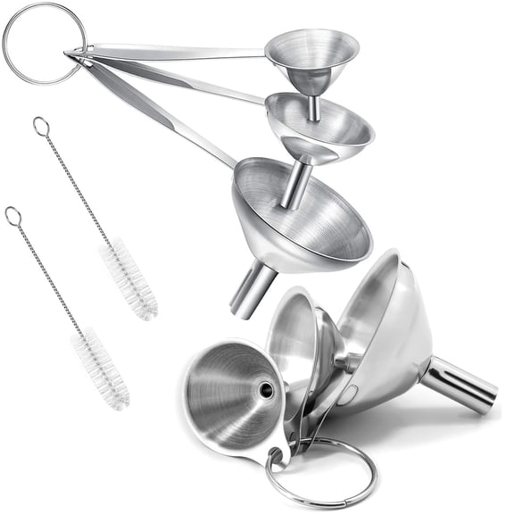 USIONE 6 Pack Stainless Steel Mini Kitchen Funnels - Food-Grade, High Heat Resistant & Durable Metal Funnels for Liquid, Dry Ingredients, Cosmetics, Spices, Powder