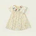 thumbnail image 4 of LYMAYTER Toddler Kids Baby Summer Cotton Dresses for Girls 1-9Y Flying Sleeve a Line Dress Casual Polka Dot Midi Princess Skirt, 4 of 10