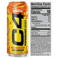 thumbnail image 4 of C4 Performance Energy Drink, Starburst Orange, Zero Sugar, Carbonated, 16 oz can (12 Pack), 4 of 6