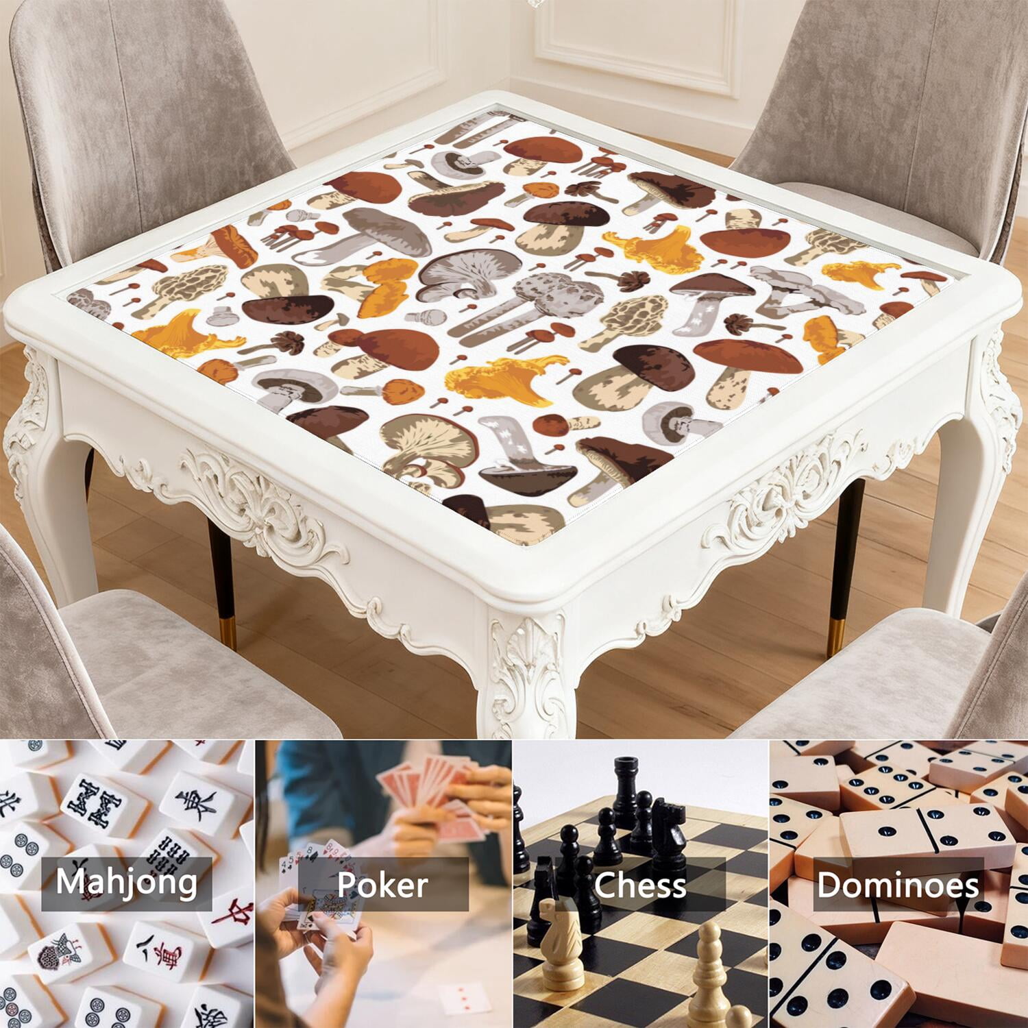 31.5 Inch Plants Style Mahjong Table Cover Made of High Quality Rubber Featuring Anti-Slip Non-Skid Backing and Noise Reducing Properties