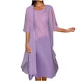thumbnail image 1 of Vestido Casual de Encaje Con Cuello Redondo Y Mangas Para Mujer Conjunto de Dos Piezas de Gasa Sólida Odeerbi ODB-6, 1 of 9