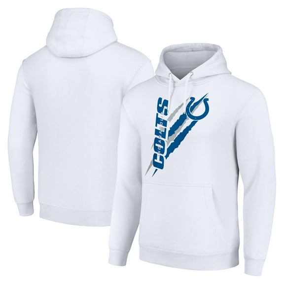 Unisex Starter White Indianapolis Colts Color Scratch Fleece Pullover Hoodie