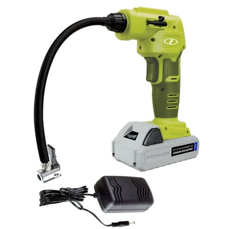 Sun Joe AIRJ24C 24 Volt 2.0 Ah Cordless Air Compressor with Nozzle Adapters