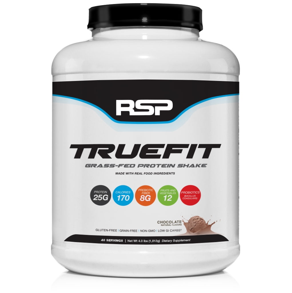 RSP Nutrition TrueFit GrassFed Protein Shake, Meal Replacement with Fiber & Probiotics