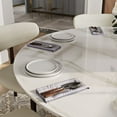 thumbnail image 6 of POVISON 59"Modern White Round Dining Table for 6, Glossy Sintered Stone Tabletop, Bronze Carbon Steel Base, 6 of 6