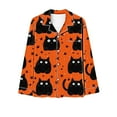 thumbnail image 2 of Halloween Pajamas for Women 2 Piece Pant Sets Pumpkin Print Long Sleeve Button Up Shirt with Bottoms Pjs Outfits (L, Orange 01), 2 of 4