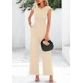 thumbnail image 4 of PRETTYGARDEN Summer Jumpsuits for Women Dressy Ribbed Cap Sleeve Wide Leg Pants Rompers Elegant Casual One Piece Outfits, 4 of 9