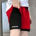 thumbnail image 2 of Miluxas Boys 2 in 1 Athletic Running Shorts, Built-in Liner Drawstring Waist Sport Shorts, Quick Dry Breathable Bottoms for Soccer, Training Red 16-17Years, 2 of 7