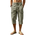 thumbnail image 5 of HOMADLES Men's Capri Cargo Pants Loose Fit Elastic Waist Breathable Workout Pants Outdoor Hiking Running Pants Army Green Size M, 5 of 9