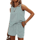 thumbnail image 1 of Conjuntos de Dos Piezas de Verano para Mujer: Camiseta Sin Mangas y Pantalones Cortos A Juego, Chándal de Algodón A Rayas, Rayas , Talla L, 1 of 8