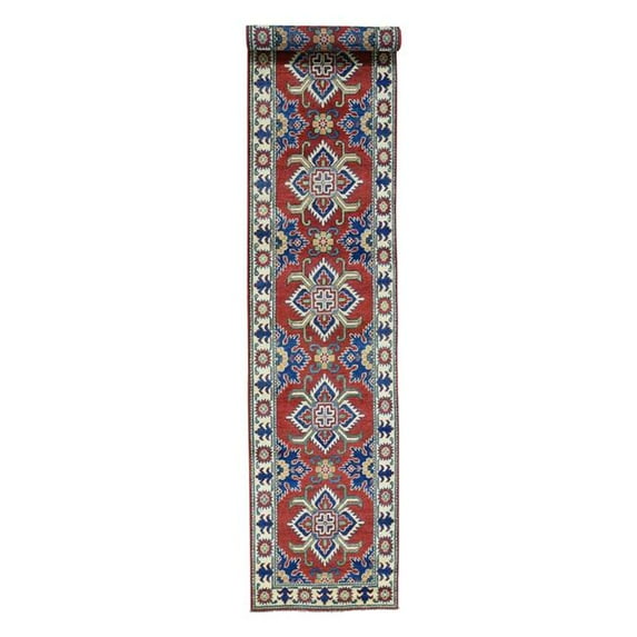 1800 Get A Rug sh31207 2 ft. 8 in. x 13 ft. 8 in. Hand Knotted Kazak Tribal Design Runner Pure Wool Carpet, Red - Extra Large