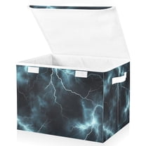 Yayeee Collapsible Cube Storage Bin with Lid Fabric Closet Decorative Basket with Handles, Lightning Pattern