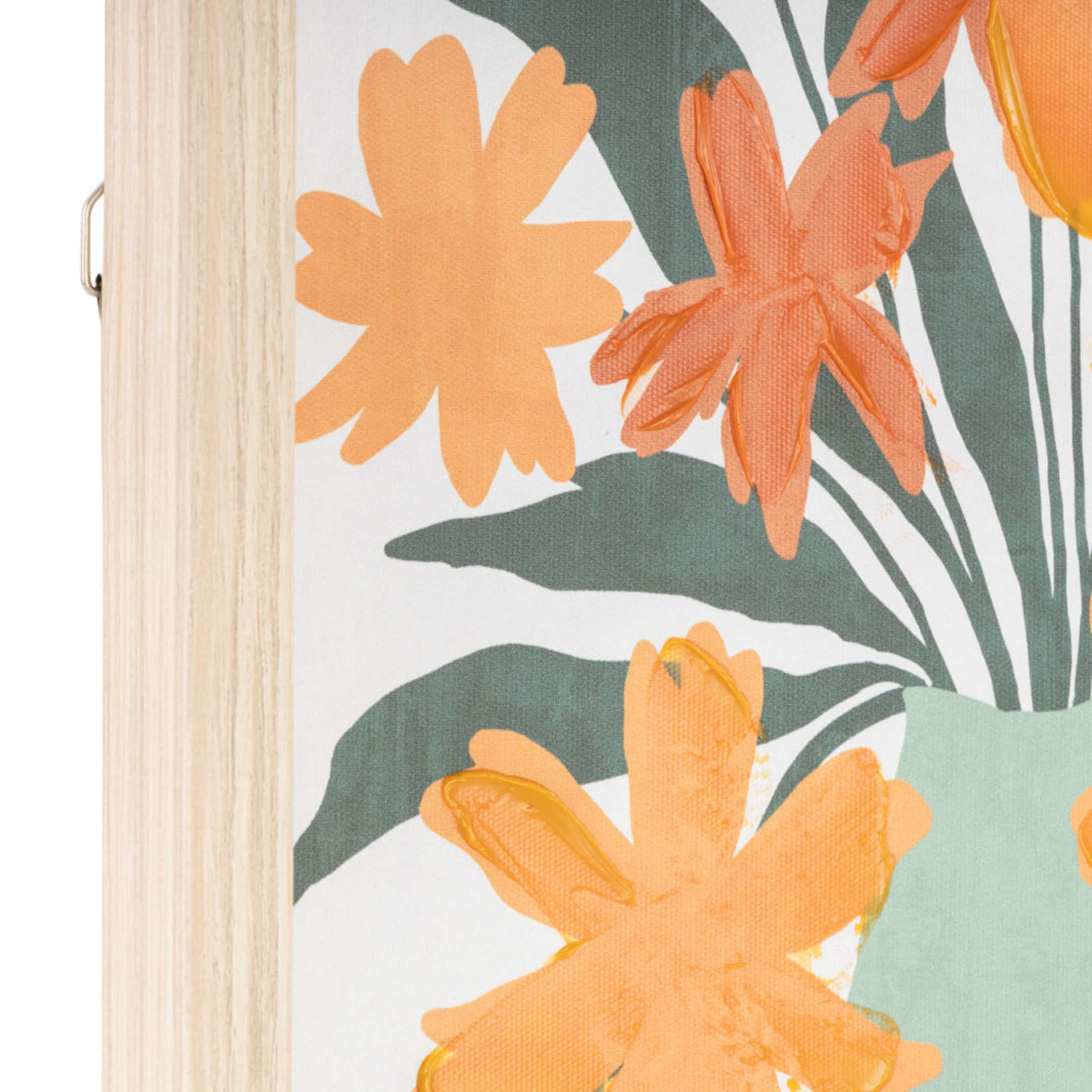 14" x 11" Floral Framed Wall Art with Green Leaves and Vase, by DecMode