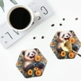 thumbnail image 4 of Pofeuu Elegant Cute Panda Sunflower Print Coasters for Drinks, 4Pack PU Leather Coasters, Bar Drink Coasters for Tabletop Protection, Furniture from Damage-Hexagon, 4 of 6