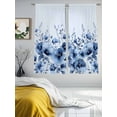 thumbnail image 3 of Blue Blooms Floral Sheer Curtains 63 Inch Length 2 Panels Set Window Treatments, Spring Flowers Botanical Blue Ombre Rod Pocket Semi Curtains for Living Room/Bedroom/Kitchen Décor, 104"W x 63"L, 3 of 7