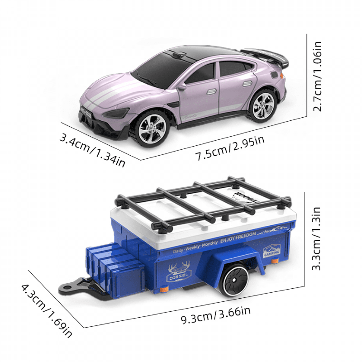Mini RC Cars with Trailer 1/64 APP Remote Control Car with Lights Rechargeable Race Vehicle for Boys Girls Christmas Birthday Gifts(Green)