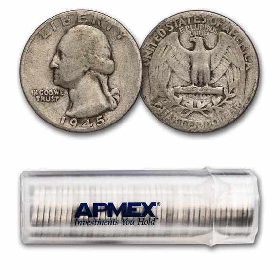 1945 Washington Quarter 40-Coin Roll Avg Circ