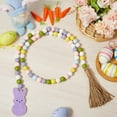 thumbnail image 4 of Easter Wood Bead Garland Wooden Bead Strands Spring Holiday Rabbit Bunny Egg Boho Farmhouse Rustic Rope Tassels Beads Hanging Pendant Ornament for Tiered Tray Wall Party Home Room Decors, 4 of 6