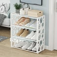 thumbnail image 5 of JOGZMZ 4 Tiers Shoe Rack, 8 Pairs Shoe Organizer for Entryway, Stackable Shoe Holder Shoe Stand, Shoe Storage Metal Shelves for Bedroom for School Dormitory White, 5 of 9