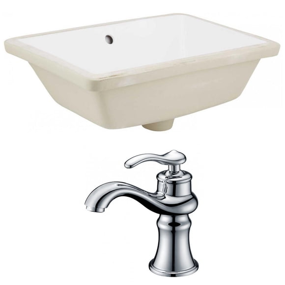 18.25-in. W Rectangle Bathroom Undermount Sink Set In White - Chrome Hardware AI-22763
