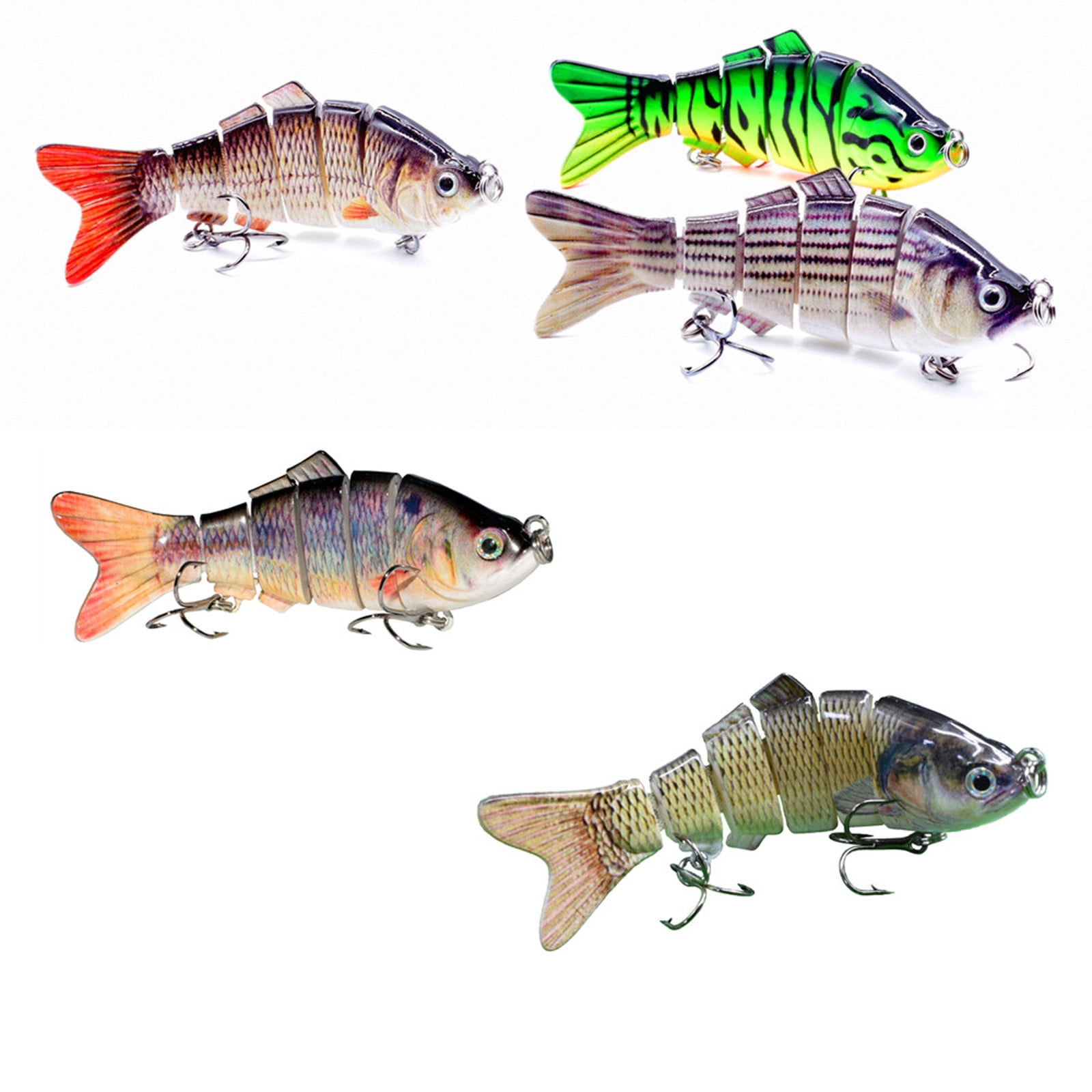 6segment 3.8inch 5pcs Fishing Lure Bait Swimbait Crankbait for Bass Muskie Pike Bass Lifelike Fish Minow Fishhook Fishing Tackle