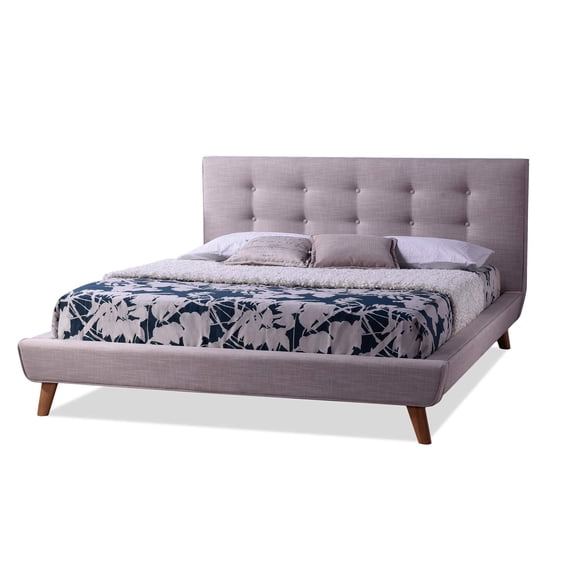 Kingfisher Lane Upholstered Queen Platform Bed in Beige