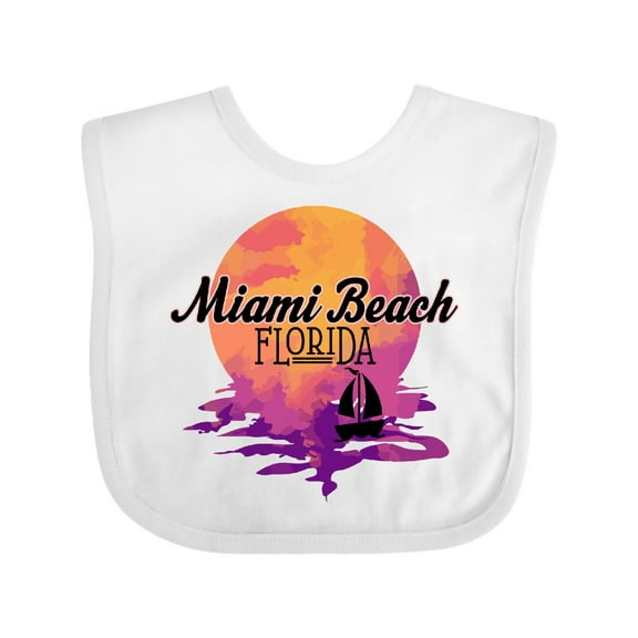 Inktastic Miami Beach Florida Vacation Sunset Girls Baby Bib