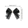 thumbnail image 2 of INSPIRE CHIC Elegant Womens Brooch Clip Bow Mesh Polka Dot Bow Tie with Beads for Special Occasions Black, 2 of 5