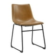 thumbnail image 4 of Industrial Faux Leather Dining Chairs Set of 2, Whiskey Brown Armless Dining Chairs, with Back& Black Metal Legs, 4 of 5