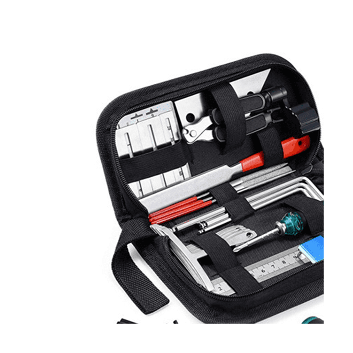 Guitar Repair Tool Kit, String Changing Tool, Wrench, Grinding File, Measuring Ruler, Stringer, Leveling Ruler, 25 in 1