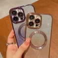 thumbnail image 4 of Compatible with iPhone 13 Pro Max Magnetic Gardient Glitter Case, Plating Bling Cute Case with MagSafe for Women Girls Full Camera Protector Back Cover for iPhone 13 Pro Max 6.7'' Purple, 4 of 14