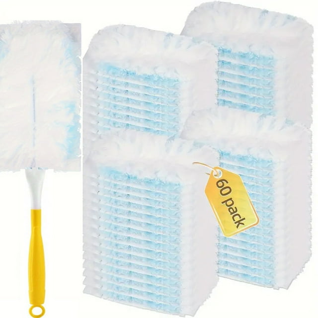 Duster Kit, 30 Refills 1 Handle, Disposable Duster, Electrostatic Cleaning, Multi-functional, Soft Safe, Ergonomic Handle, Cleans Corners Furniture Cars Blinds