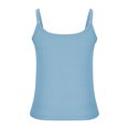thumbnail image 6 of Pincandy Women's Fashionable And Sexy Camisole Round Neck Solid Color Basic Double Lined Scoop Neck Tank Tops Adjustable Cami Tank Summer Sleeveless Tops,Light Blue,M, 6 of 6