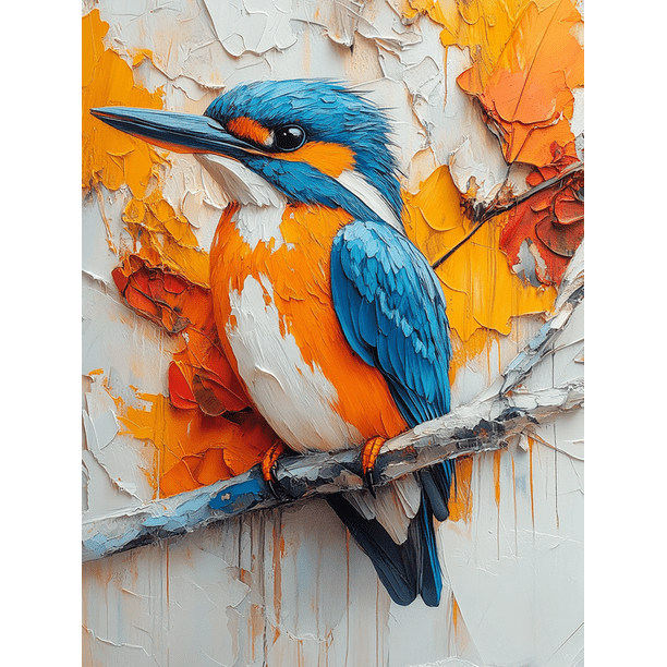 Qisvanset 12x16 Inch 2D Flat Framed Canvas Art, Namibia Malachite Kingfisher Bird Nature Home Office Wall Art Gift