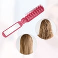 thumbnail image 6 of Unique Bargains 1 Pc Women's Hollow Foldable Mirror Comb Travel for Curly Straight Dry Wet Hair Red, 6 of 6