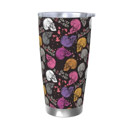 

Cauagu Halloween Skeleton Pattern 20oz Tumbler Stainless Steel Vacuum Insulated Tumbler with Lid Insulated Coffee Mug Thermal Cup with Splash Proof Sliding Lid-Without Straw