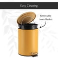 thumbnail image 3 of Mustard Yellow Trash Can with Bamboo Lid and Pedal, 2.5L Capacity, 3 of 7