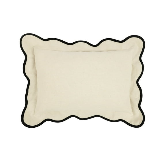 Lush Decor Coastal Chic 20" x 13" Scalloped Edge Dark Linen & Black Throw Pillow Cover