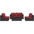 thumbnail image 4 of Modway Convene 5 Piece Outdoor Patio Sectional Set in Espresso Red, 4 of 8