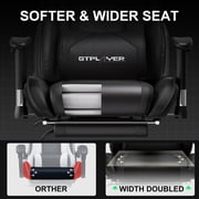 GTPLAYER Gaming Chair Office Chair Fabric with Footrest & Adjustable Headrest, Black