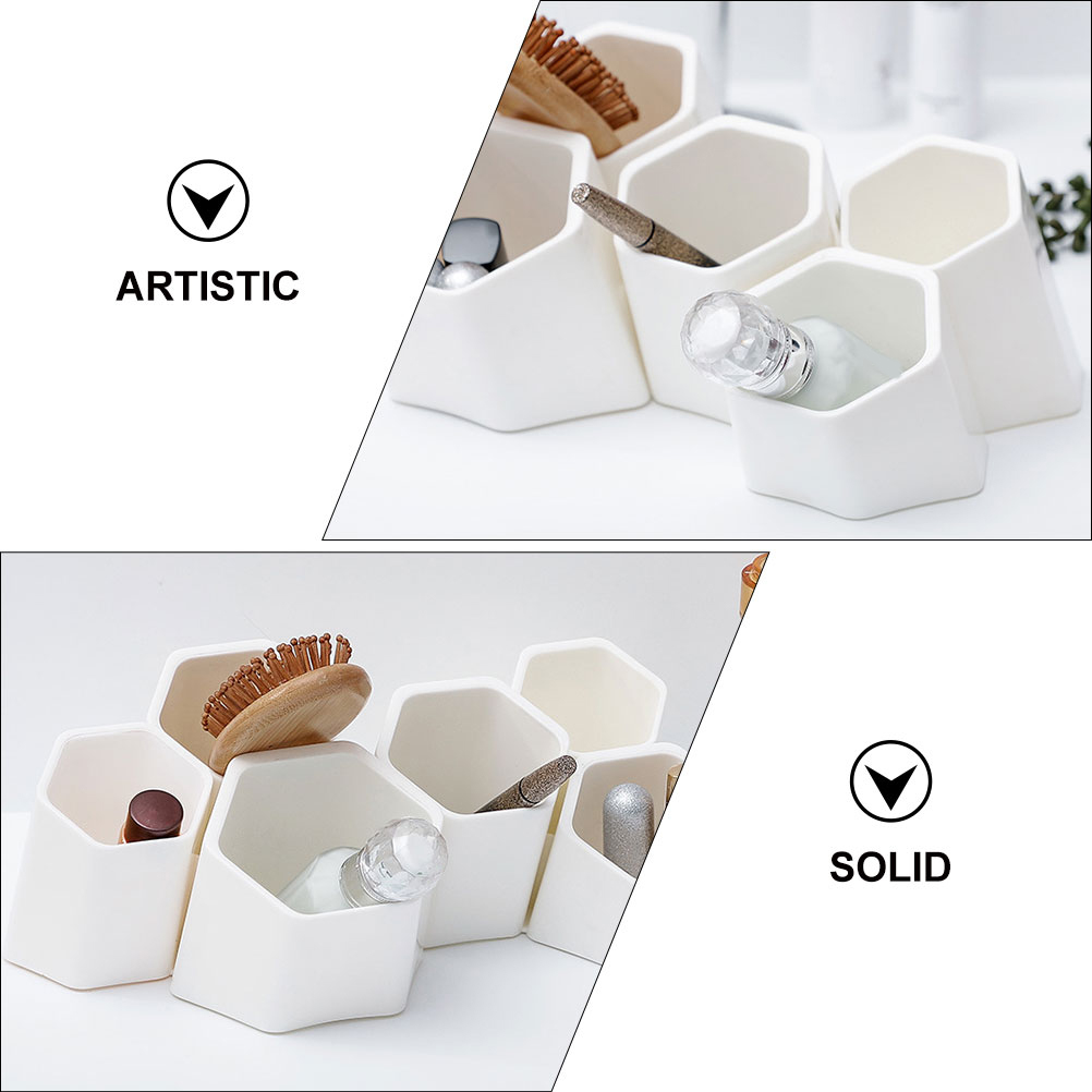OUNONA 6-Pack White Desktop Pen Holders, Wall-Mounted Stationery Organizers for Home Office Desk Accessories