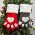 thumbnail image 3 of Calcetines navideños con patrón de alce y pata de gato, bolsa de dulces, adorno colgante para árbol de Navidad, decoración para fiesta, chimenea y hogar, novedad, 3 of 4