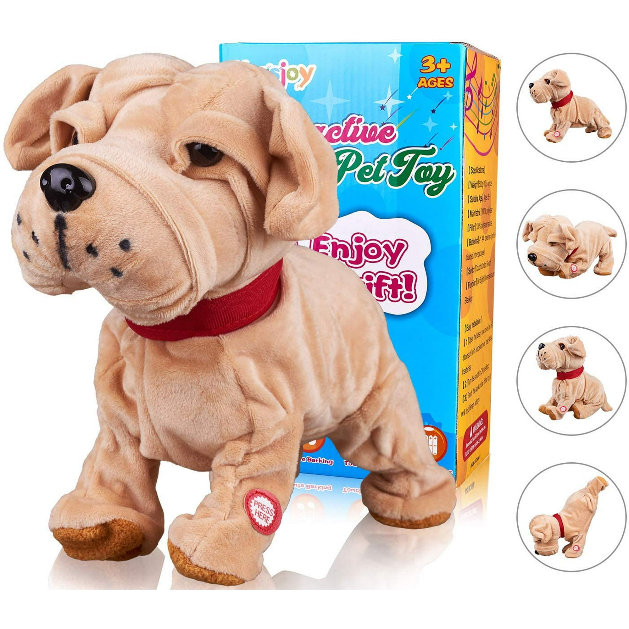 Bulldog Robot Toy Dog, Electronic Dog Toy, Plush Stuffed Animal Dog Toy ,  Interactive Puppy Plush Animated Dog, Touch Control, Robot Dog for Toddler  Boys Gir Kids Length 12