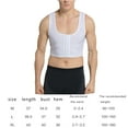 thumbnail image 3 of Linyer Men Vest Back Support Solid Color U Collar Chest Shapers Gym Office Sports Ground Exercising Shapewear Underwear White XL, 3 of 8