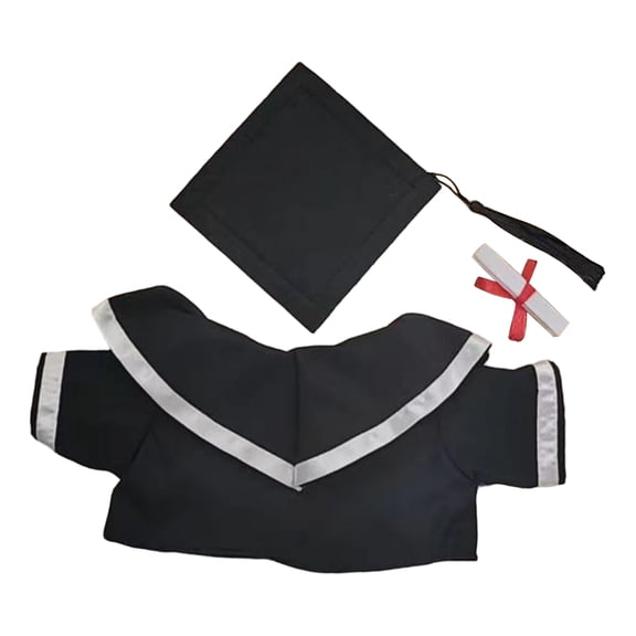Stuffed Animals Graduation Outfit Fits 10 to 12 Inch Plush Stuffed Animals Black Satin Ribbon Graduation Cap Gown and Mini Diploma Set