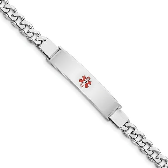 Sterling Silver Medical ID Curb Link Bracelet - 15.3 Grams - 8 Inch - Lobster Claw