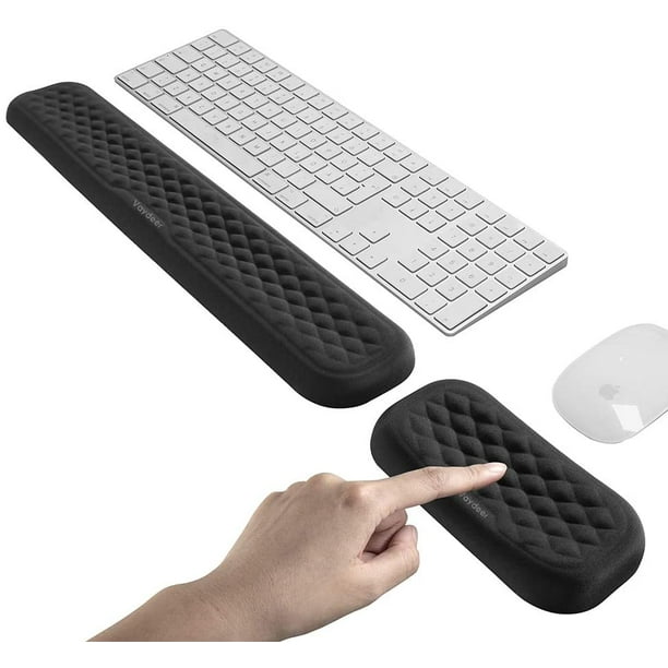 VAYDEER Ensemble de repose-poignet pour clavier et souris Support de repose-main  rembourré en mousse à mémoire de forme pour bureau, ordinateur, ordinateur  portable, Mac 
